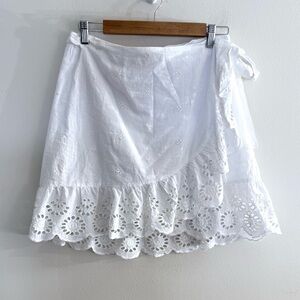 NWT Japna Adjustable Wrap Skirt White Cotton Eyelet Size Large